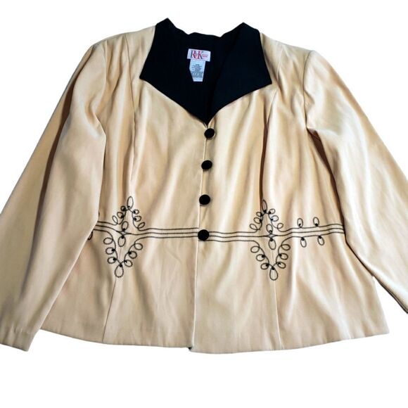 R&K Yellow & Black with Embroidery Blazer Size 26W - Picture 1 of 11